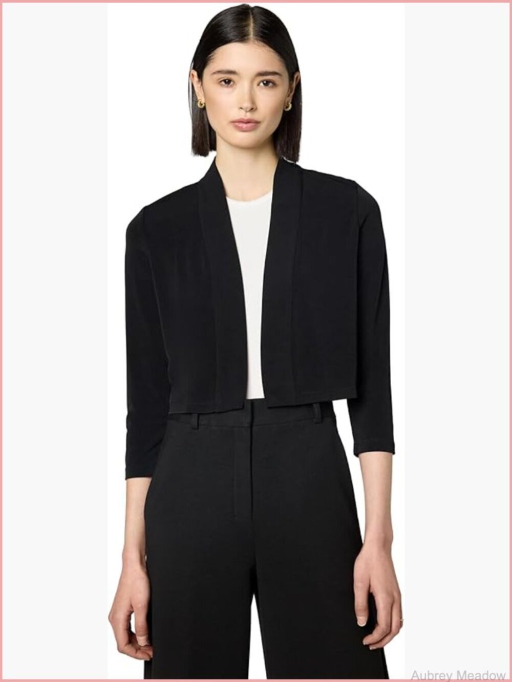 3/4 Sleeve Open Front Shrug Jersey Cardigan